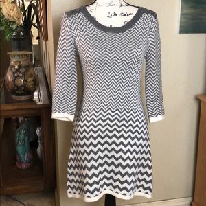Pink Rose Gray Sweater Dress